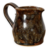Small speckled beige stoneware milk pitcher from the 70s