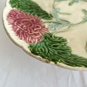Antique compotier in slip decoration of chrysanthemums Onnaing late nineteenth