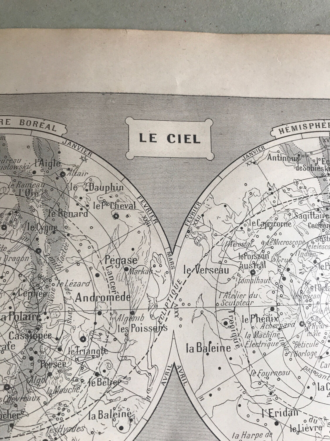 Sky, hemispheres, original printing plate