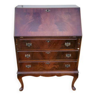 Bureau scriban en hêtre teinté acajou avec clés H 106 cm