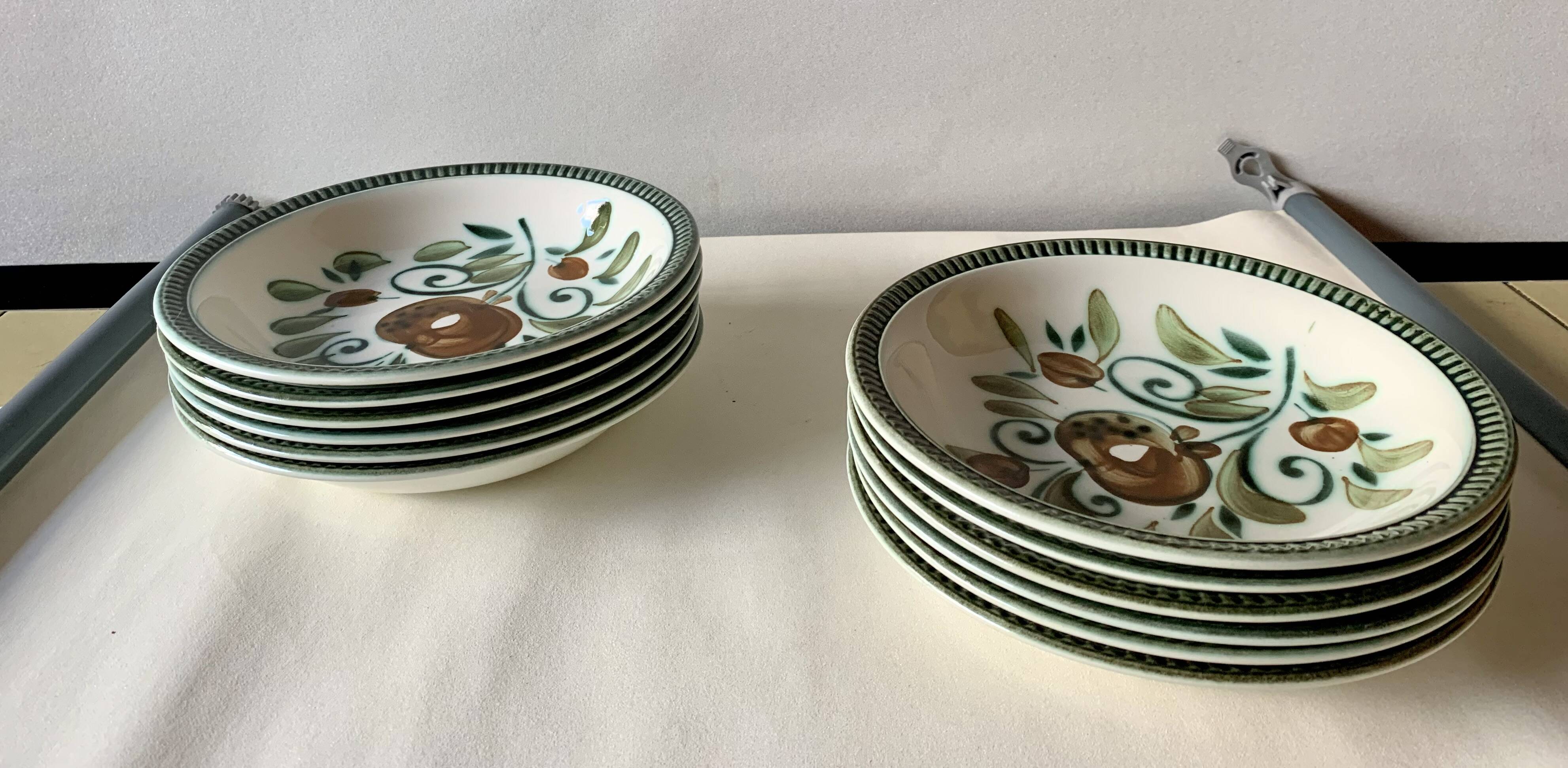 Set of 12 boch la louvière soup plates - argenteuil series