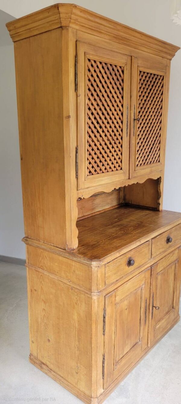 Meuble 2 corps buffet vaisselier bois massif pitchpin