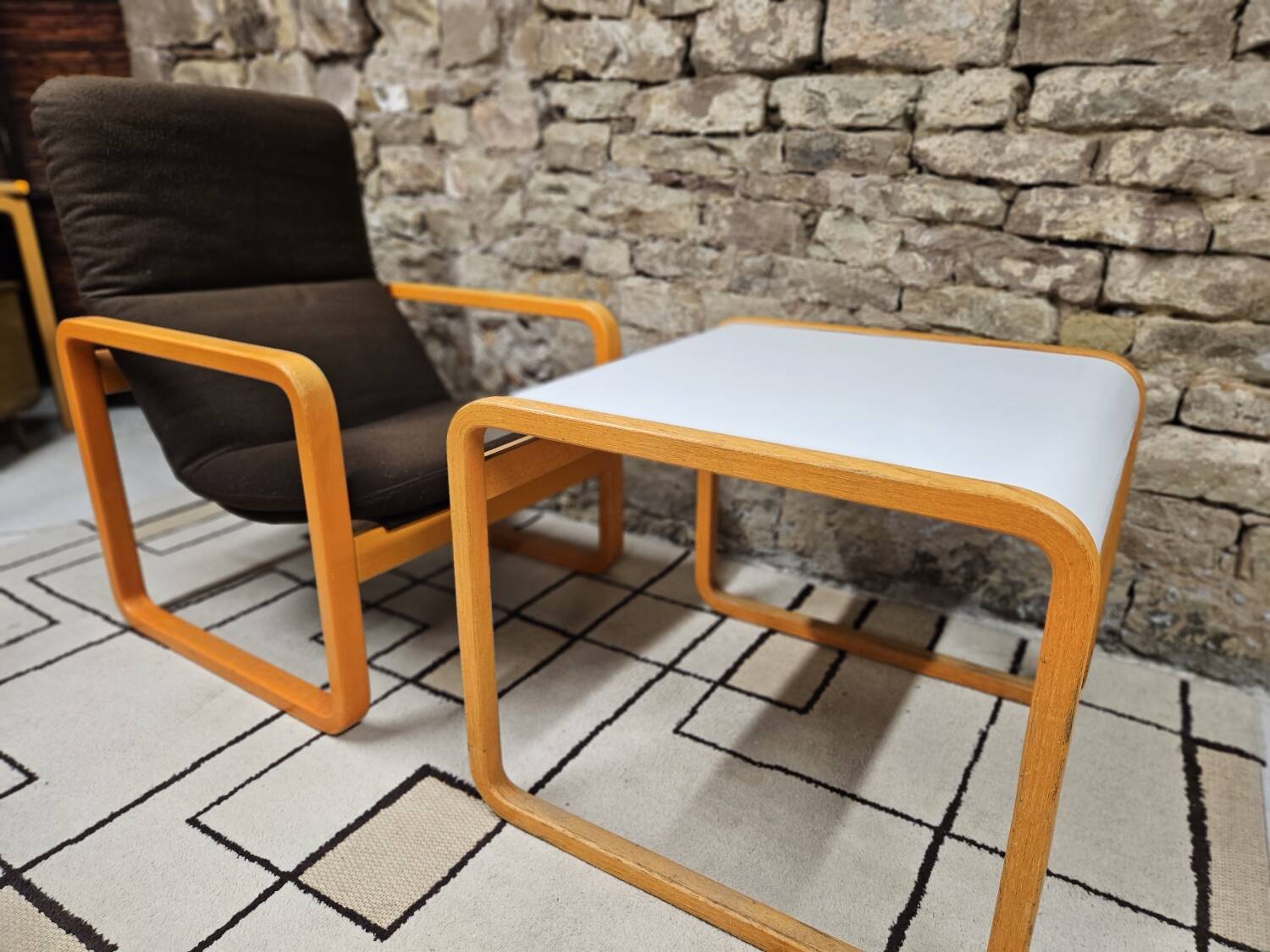 Set of Wilkhahn bentwood armchairs and tables, vintage 1980s