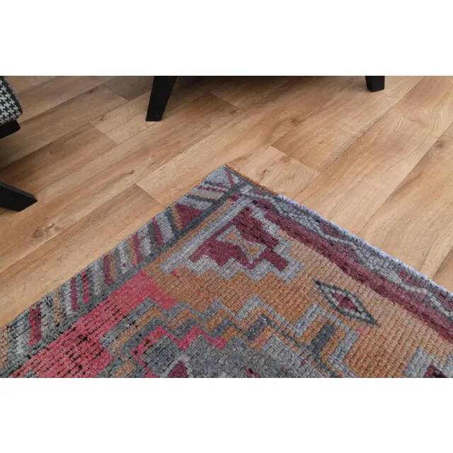 1970s Turkish Oushak Handmade Wool Cotton Orange Area Rug 86x284
