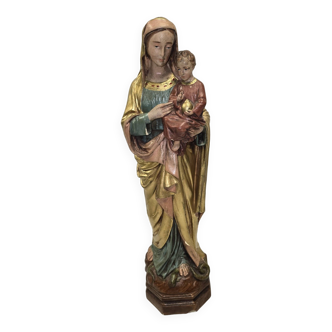 Old Virgin and Child in plaster 43cms H