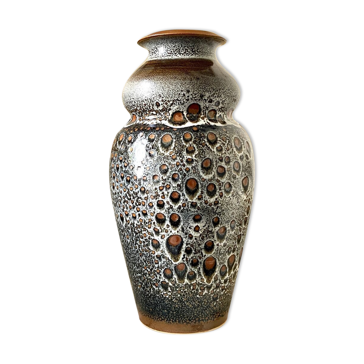 Brown and black glazed ceramic vase