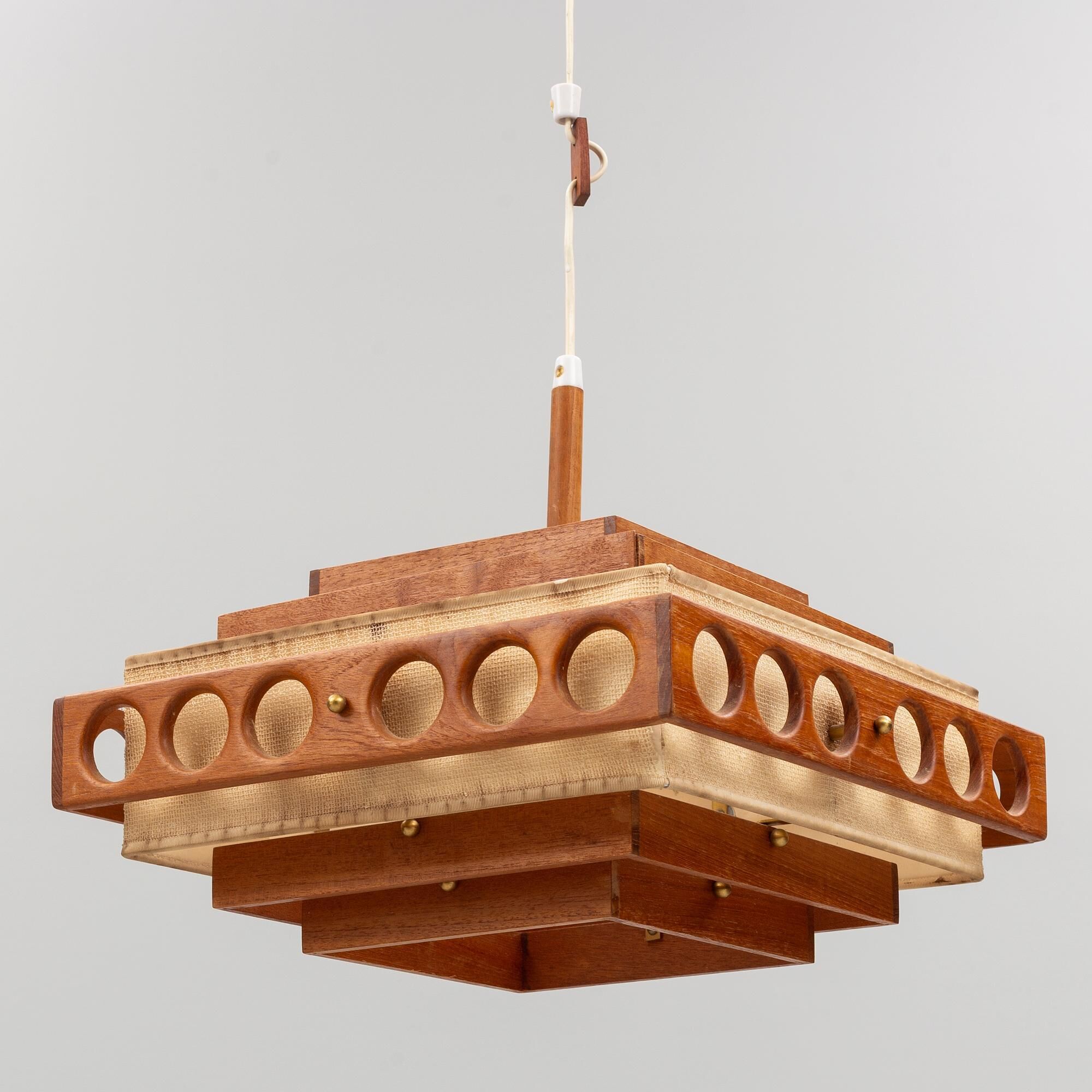 Teak chandelier Anonymous Artistics Sweden 1960