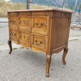 Commode crossbow style louis xv 2 drawers in walnut