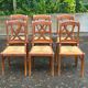 6 Directoire-style dining chairs in solid wood with rush seats from the 1960s.