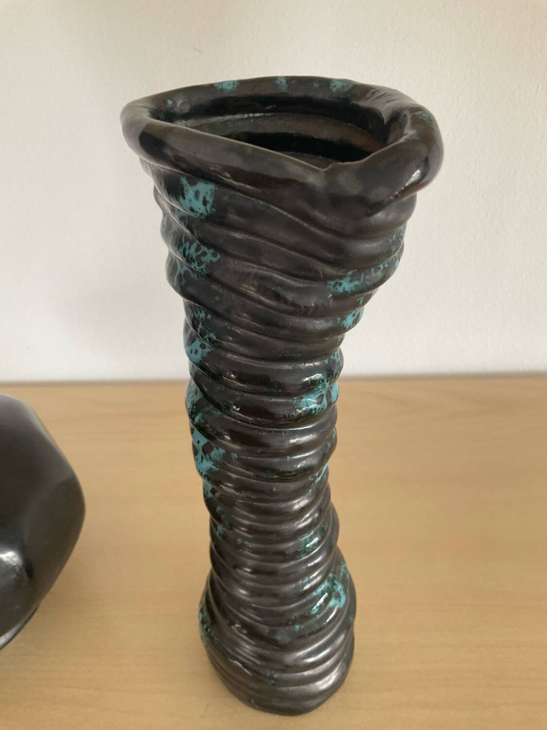 Pair of vintage glazed ceramic vases