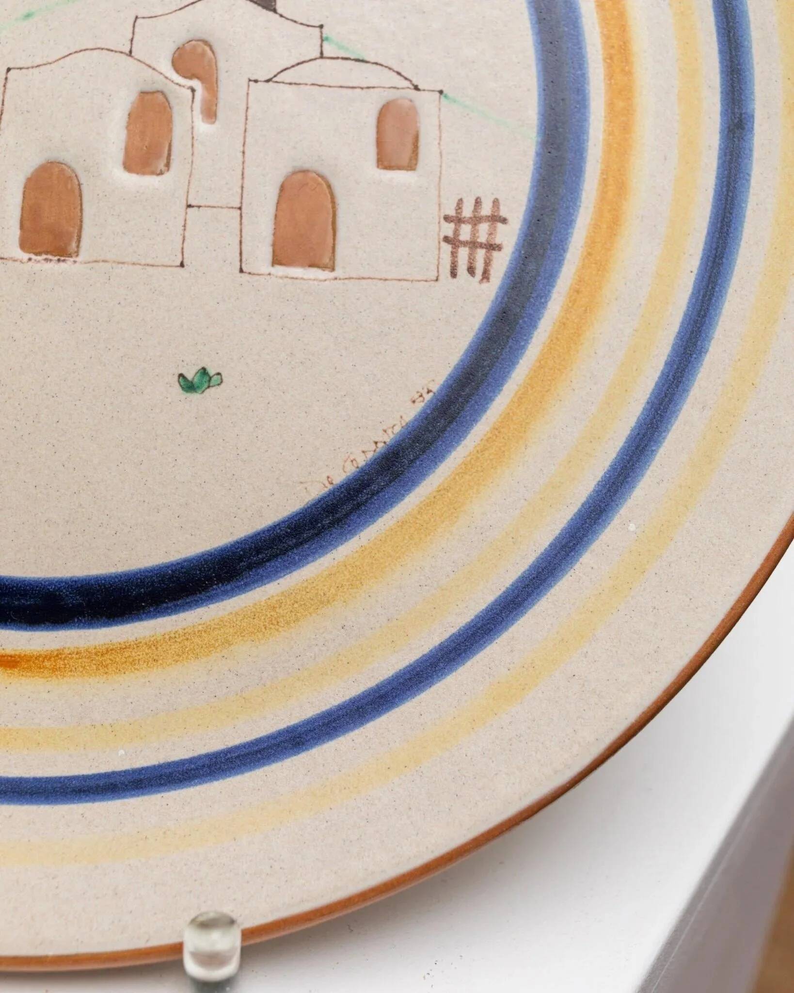 Cream Ceramic Wall Plate from Italy 1980s Studio Ceramics – Hand-Painted, Mid-Century Folk Art