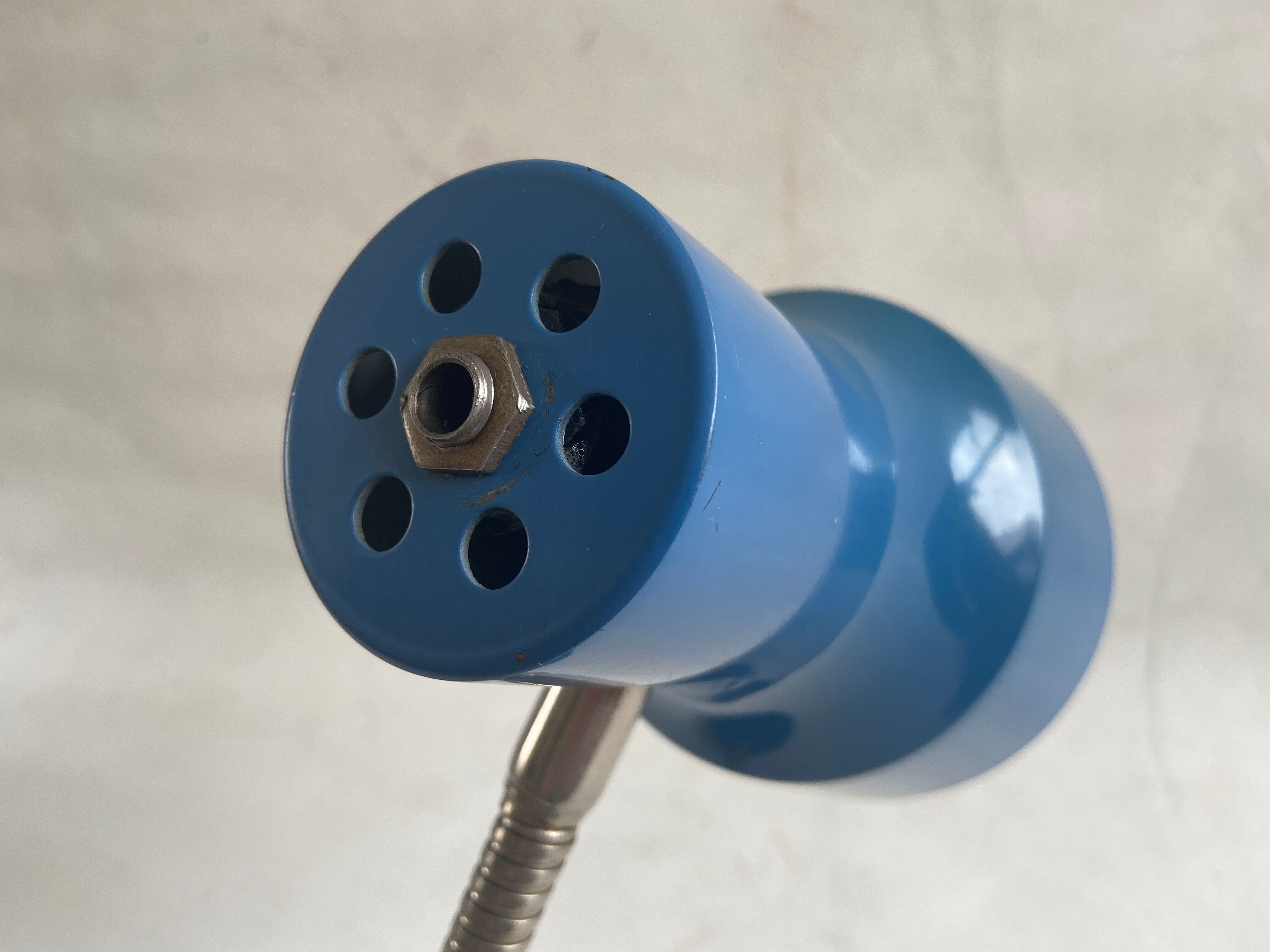 Blue industrial table lamp