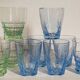 Nine colored art-deco glasses 40s