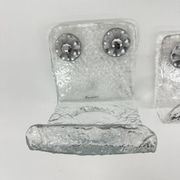 Set of Grohe ice glass bathroom set towel hanger, soap tray and plateau