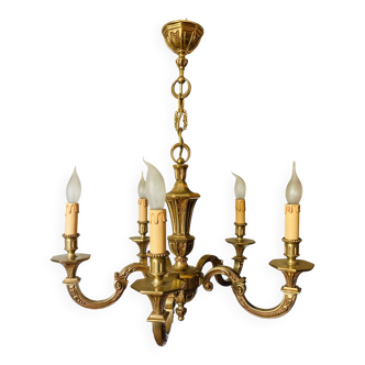 Lustre Louis XVI époque XXe en bronze doré massif