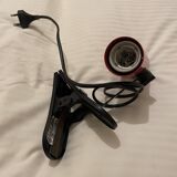 Pair of vintage red clamp spotlights from the 70s