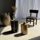 Small orange petrified wood side table H28 D18 - 3332