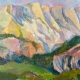 Signed mountain landscape