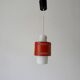 Glass ceiling light with an orange metal frame, 1960s, Germany.
