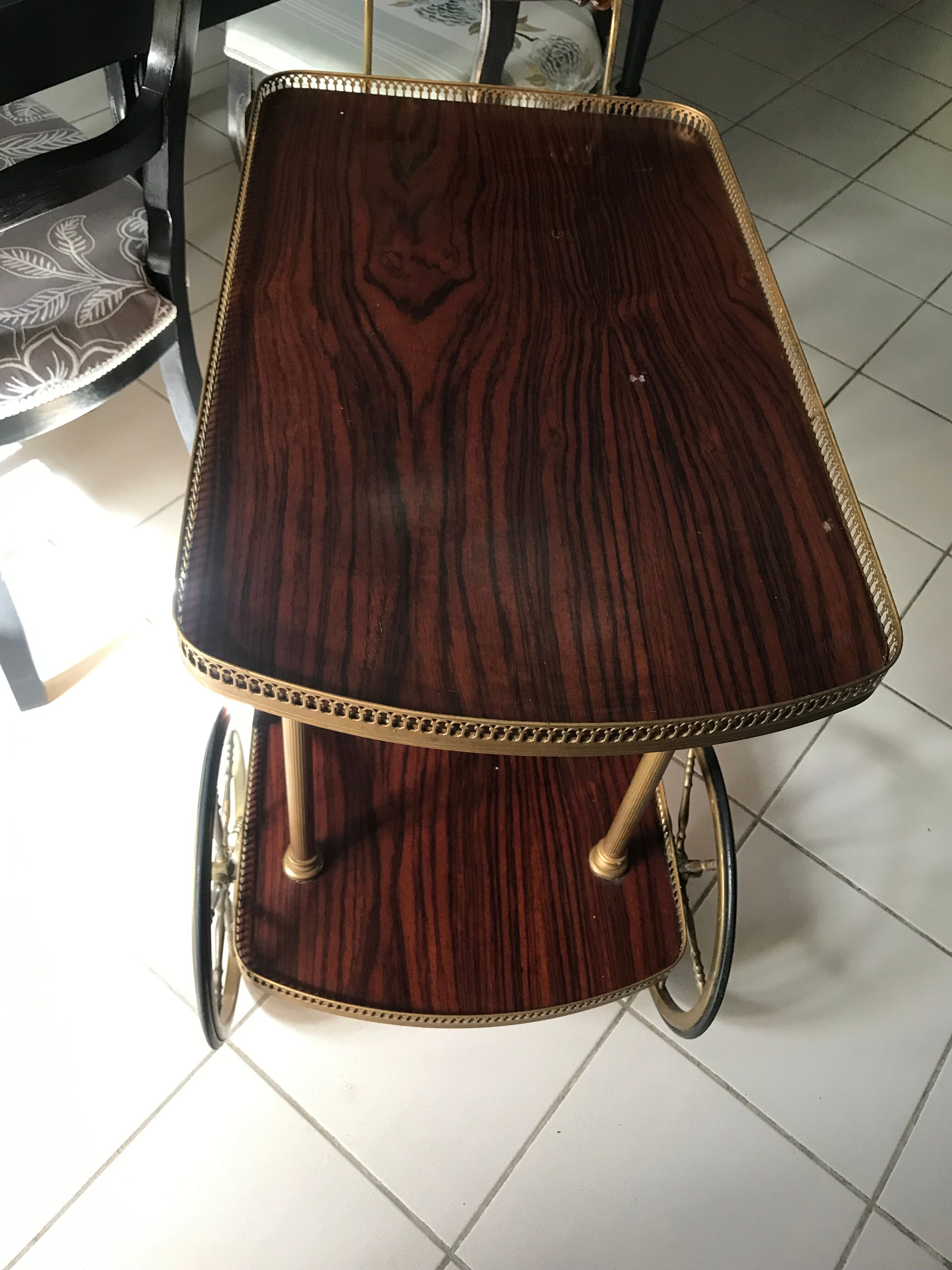 Rolling service wood and brass