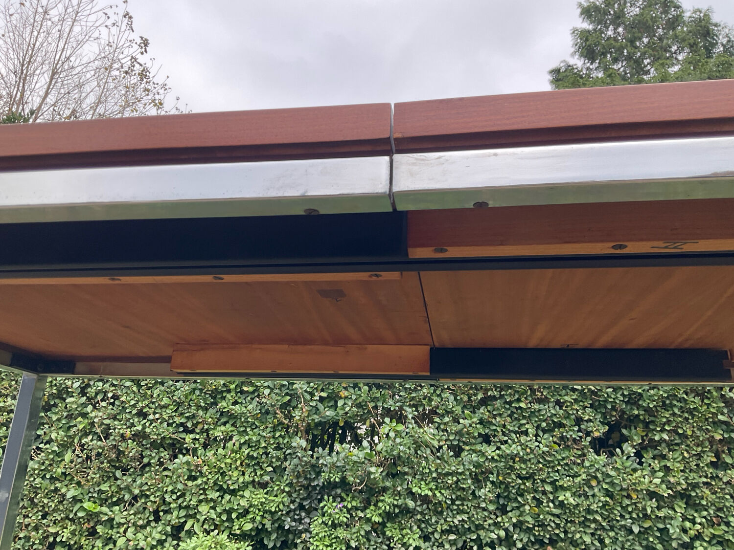Vintage teak and chrome metal dining table