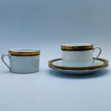 Duo cups Limoges bordered green gilded with fine gold