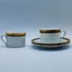 Duo cups Limoges bordered green gilded with fine gold