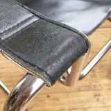 Bauhaus modernist leather chrome armchairs