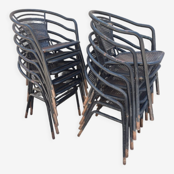 12 fauteuils en fer forgé des années 60