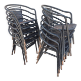 12 fauteuils en fer forgé des années 60