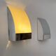 Pair of vintage wall lights, chrome-plated metal and frosted glass, France, 1980