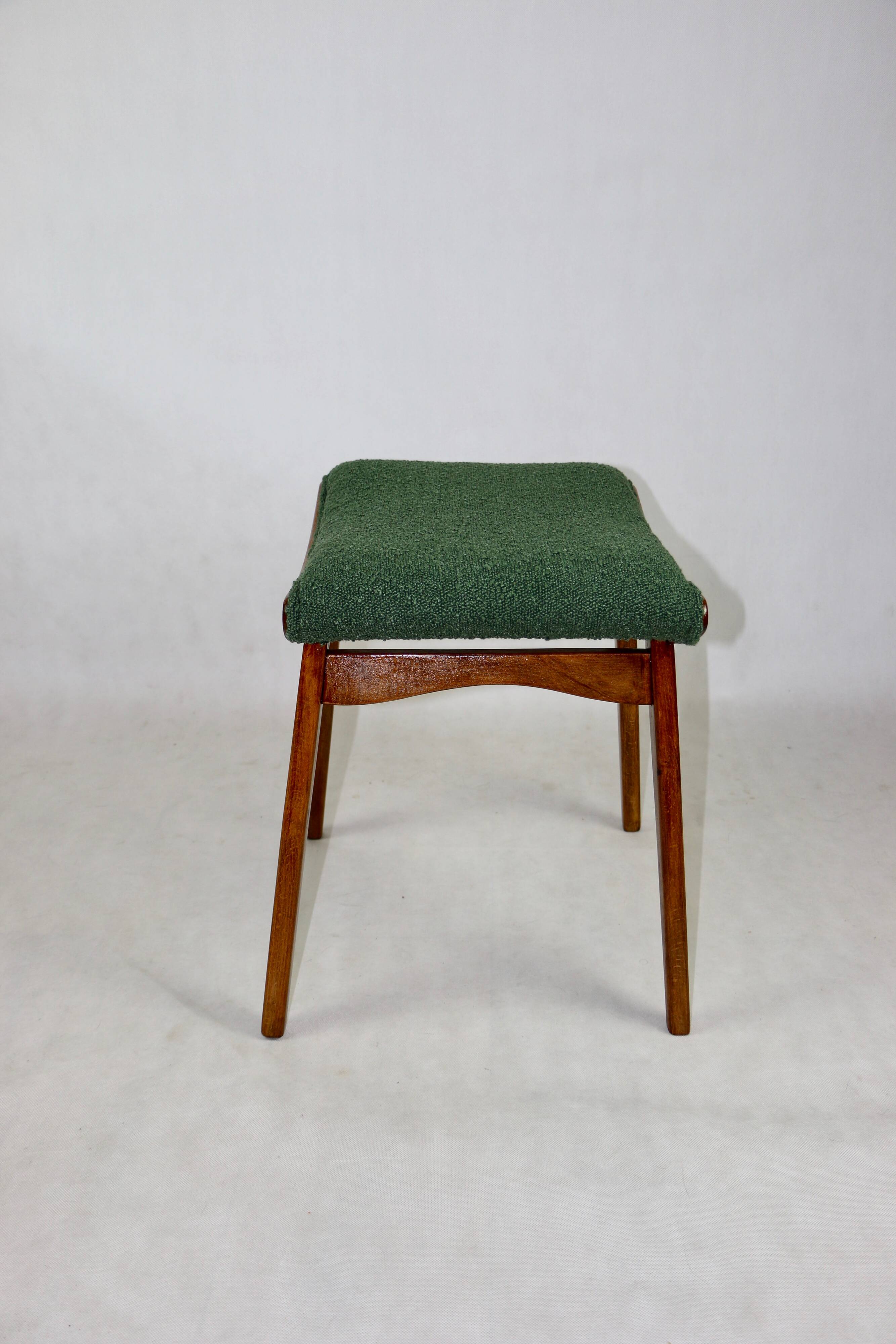 Green boucle Art Deco stool seat - 2 pieces available