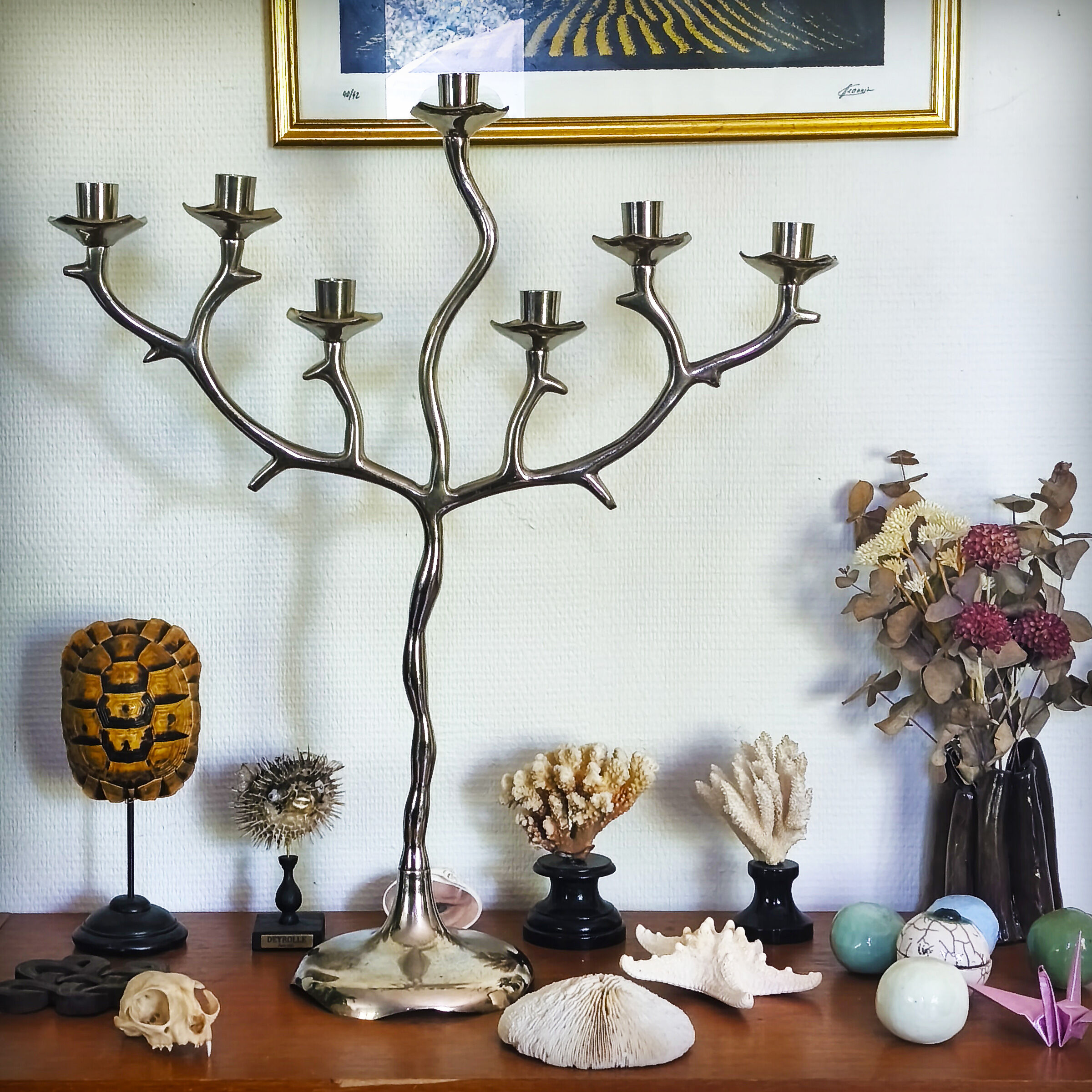 XXL Menorah, aluminium chandelier, 1970s