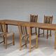 Danish dinning set of table and four chairs in oak and wool.