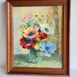 TABLEAU Vintage Bouquet d'anémones