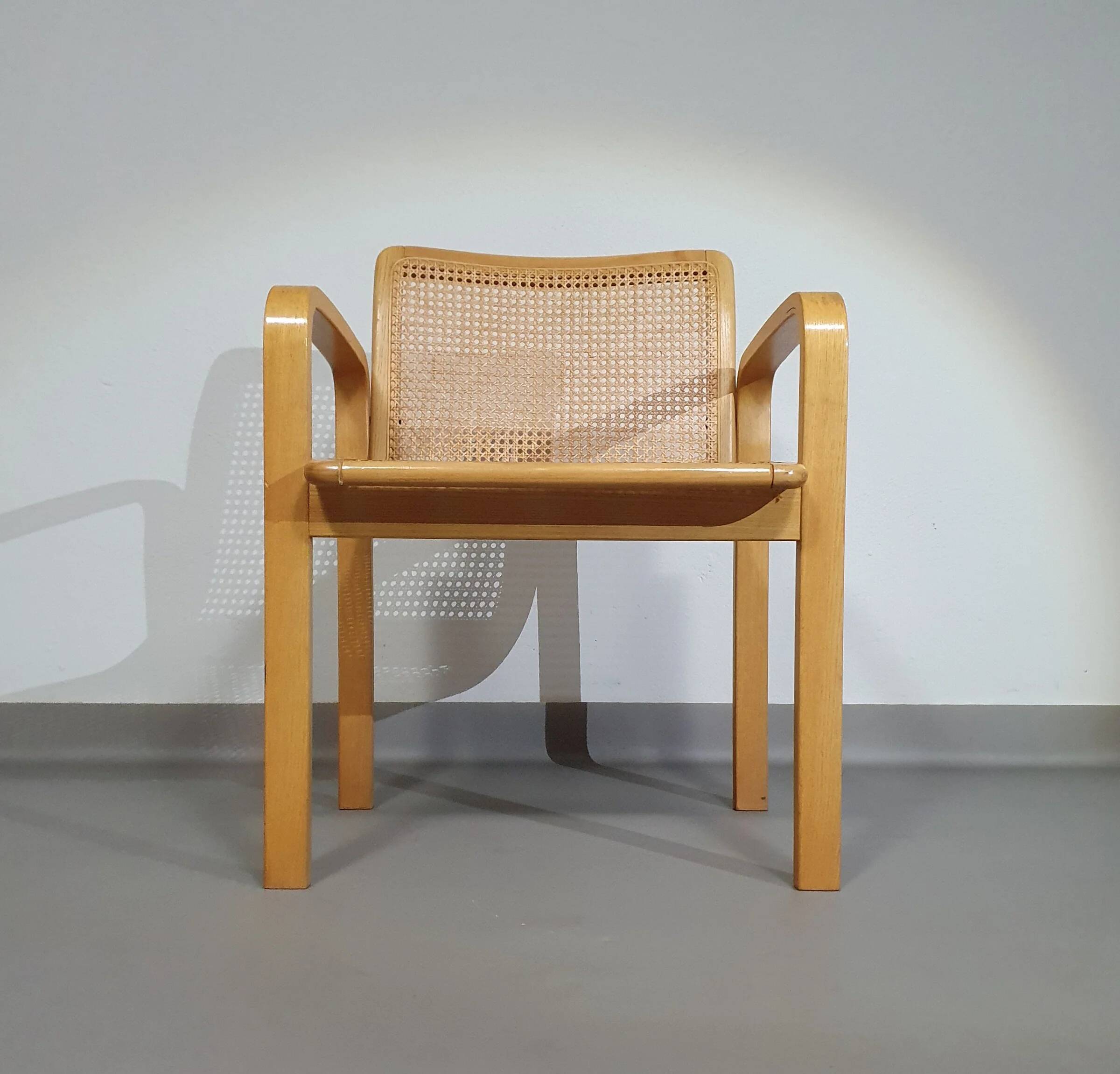 Beech wood and webbing side chair by Olivo Pietro, Italy, 1970s