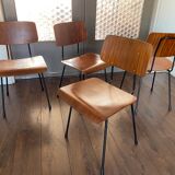 Set of 4 teak and steel dining chairs by Tjerk Reijenga for Pilastro 1950s