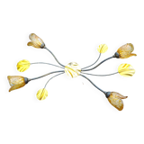 Wrought iron ceiling light with 4 arms & amber tulips | Luce Più Italy