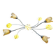 Wrought iron ceiling light with 4 arms & amber tulips | Luce Più Italy
