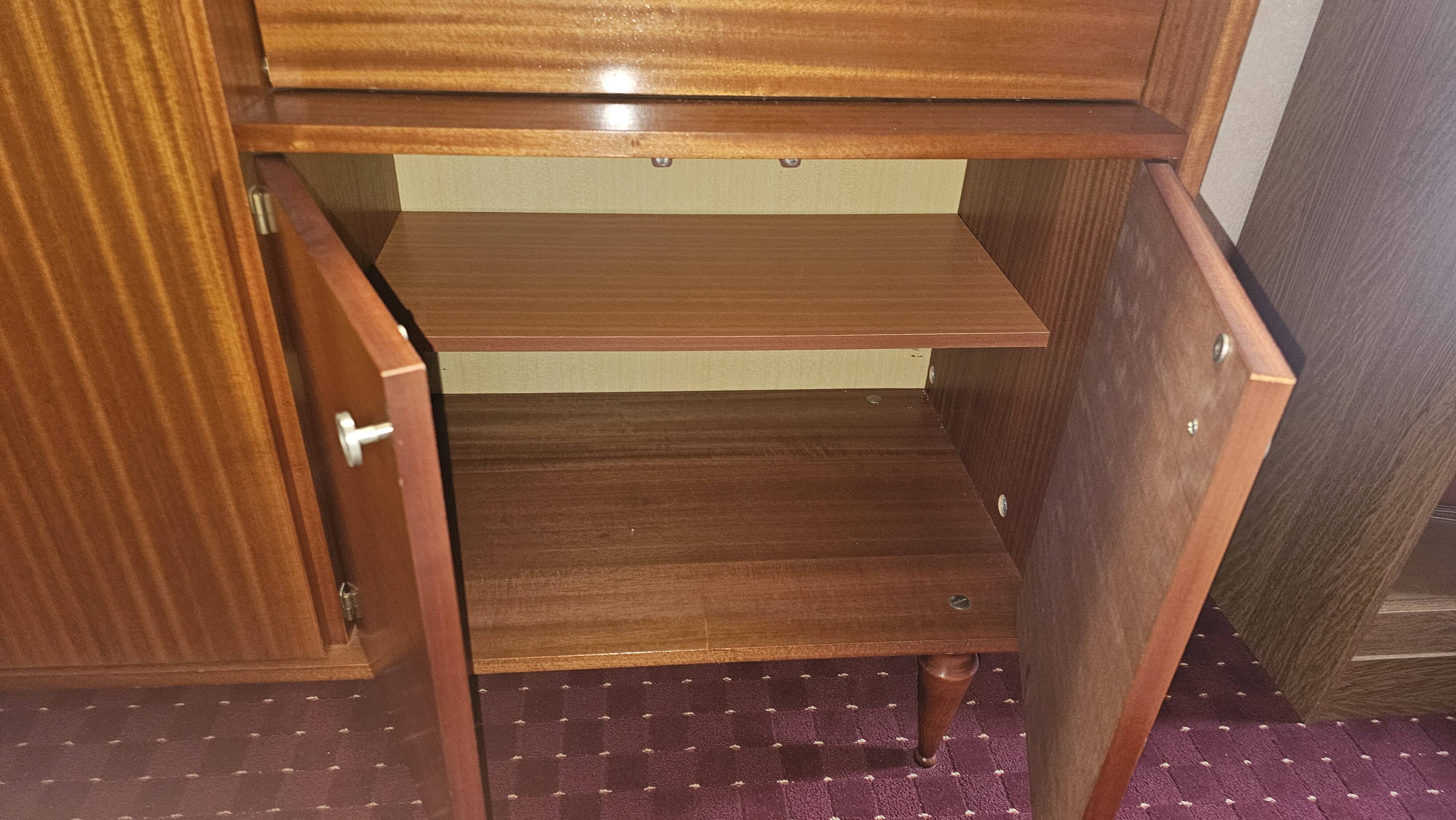 1960s teak veneer secretary with sliding display cabinet.