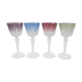 Ensemble de 4 verres à vin en cristal colorés années 70