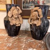 Pair of Barbotine vases