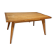 Dining table in blond oak compass feet 1950
