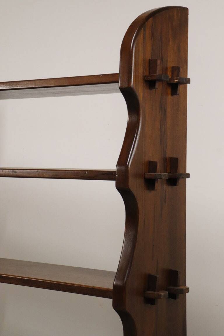 Vintage brutalist solid wood shelf - 1950