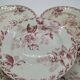 Set of 5 vintage flat plates decorated with pink flowers
