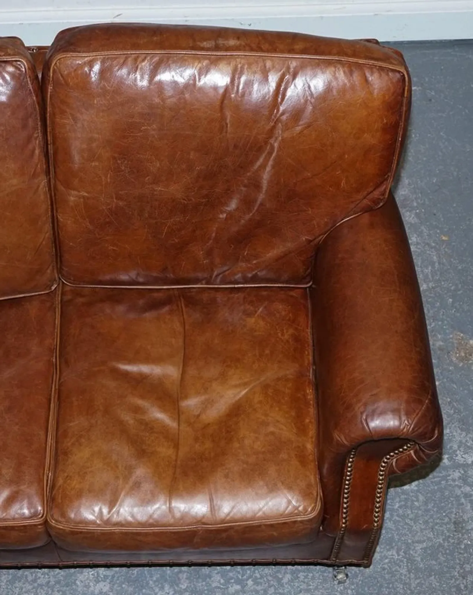 Brown Leather Two-Seater Sofa Balural in the Style of Halo and Timothy Oulton