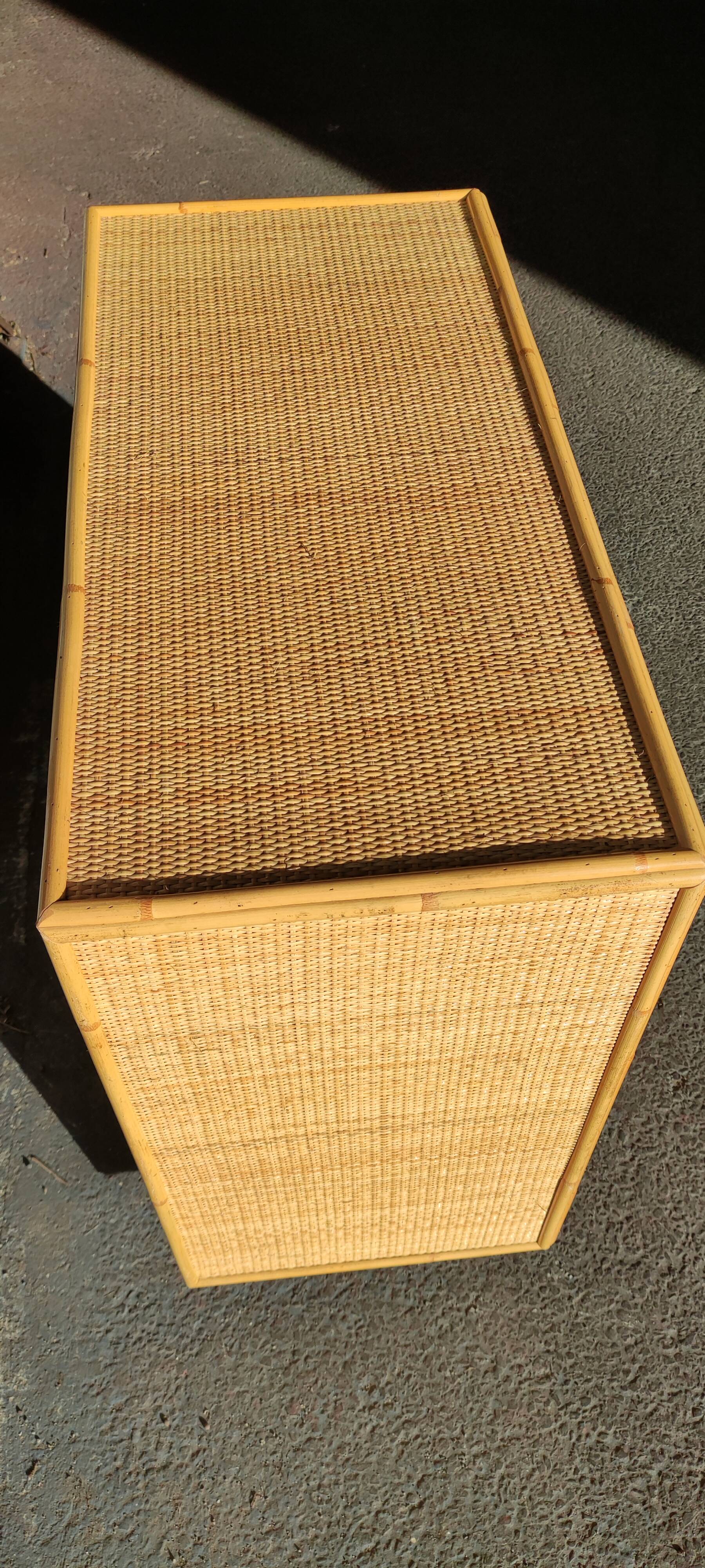 Chest of drawers 5 drawers in rattan and cannage