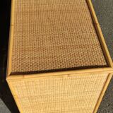 Chest of drawers 5 drawers in rattan and cannage