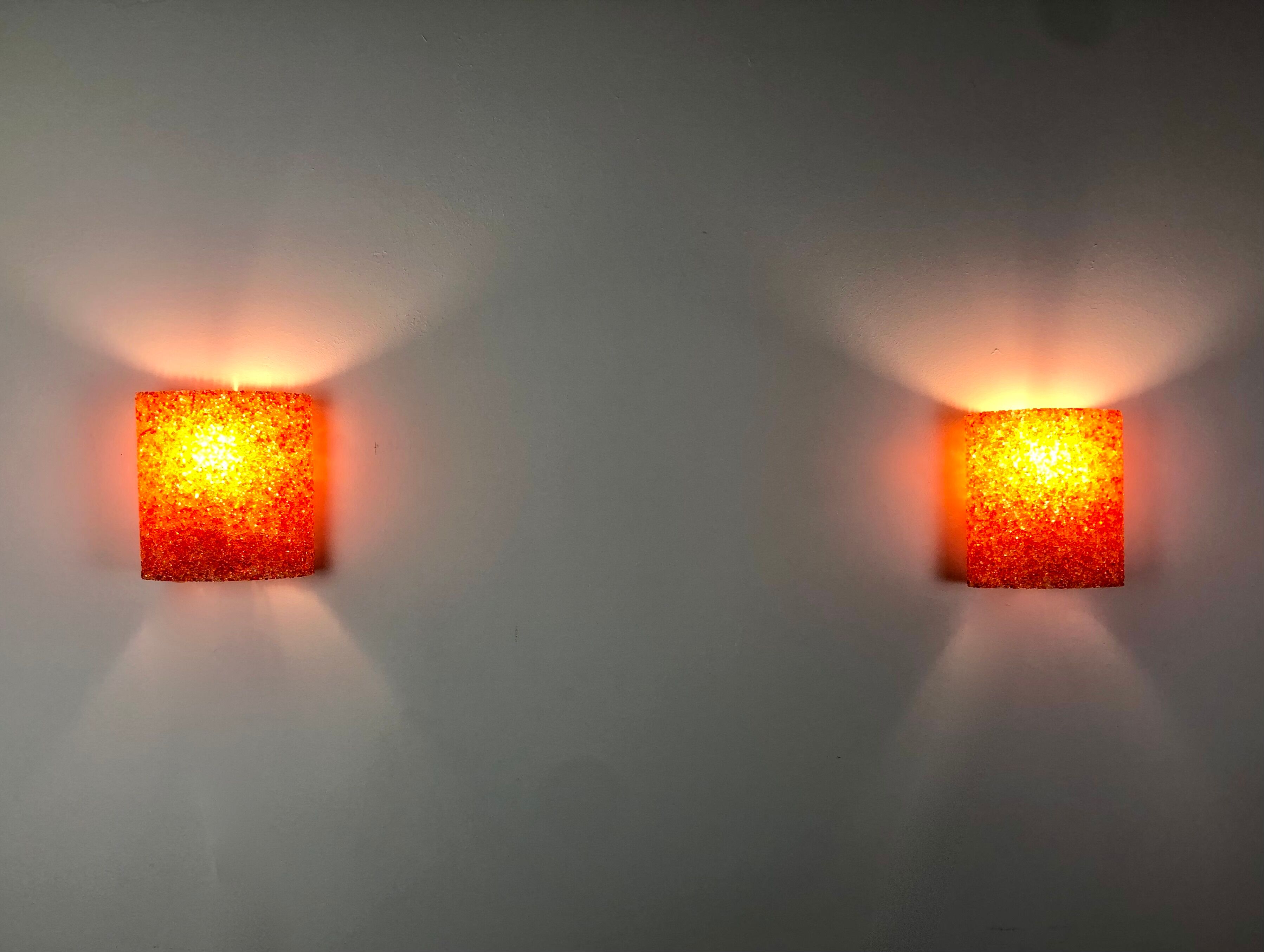 Wall lamps (the pair) in vintage orange Perspex 1960
