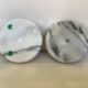 Pair of white and grey marble candlesticks